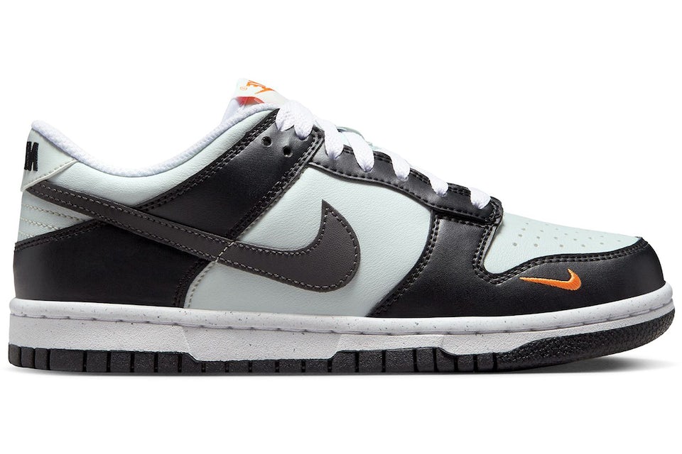 Nike Dunk low 'Black Bright Mandarin Mini Swoosh (GS)