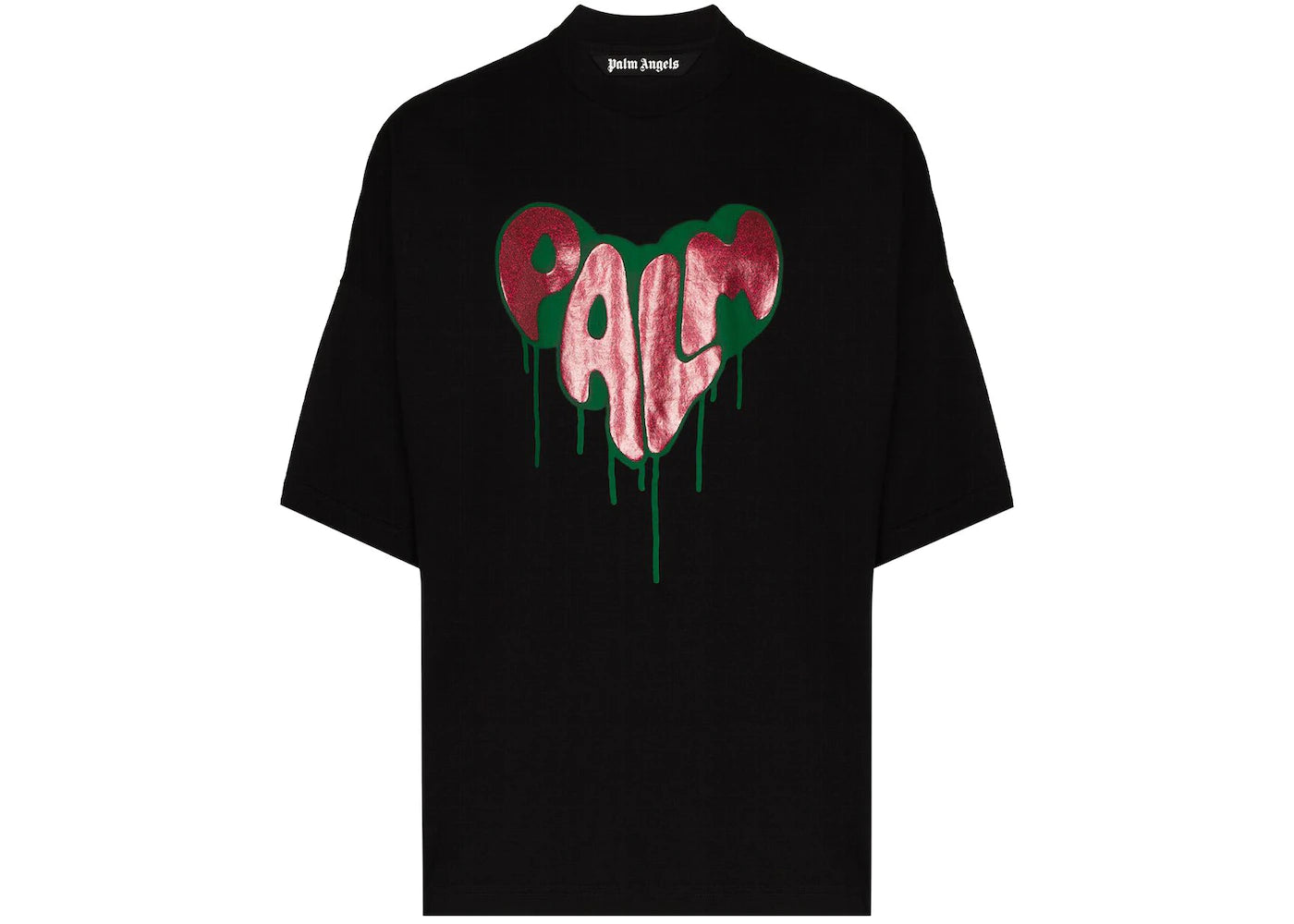 Palm Angels Spray Heart T-Shirt - Black