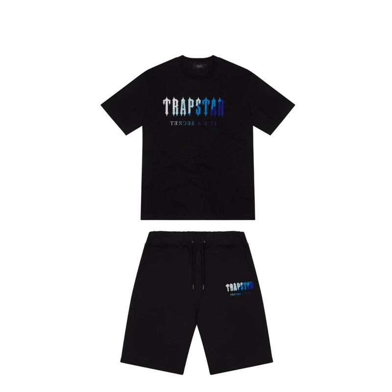 Trapstar Chenille Decoded Short Set - Black/Ice