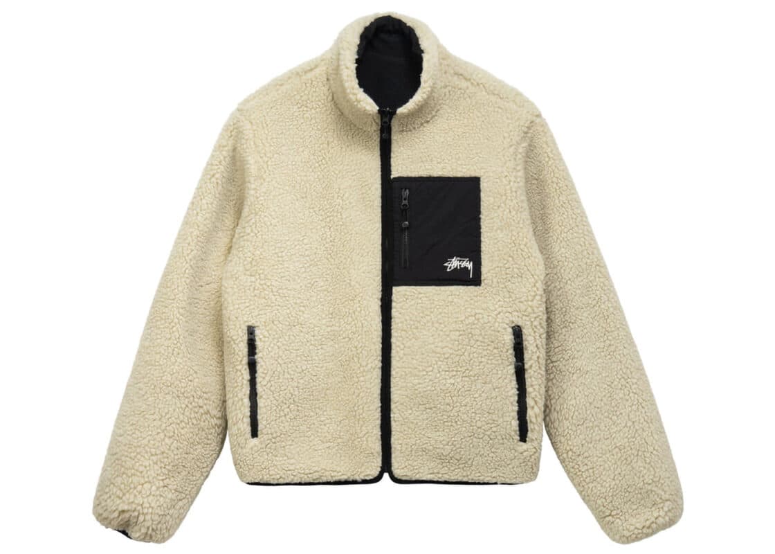 Stüssy 8-Ball Sherpa Reversible Jacket - Natural