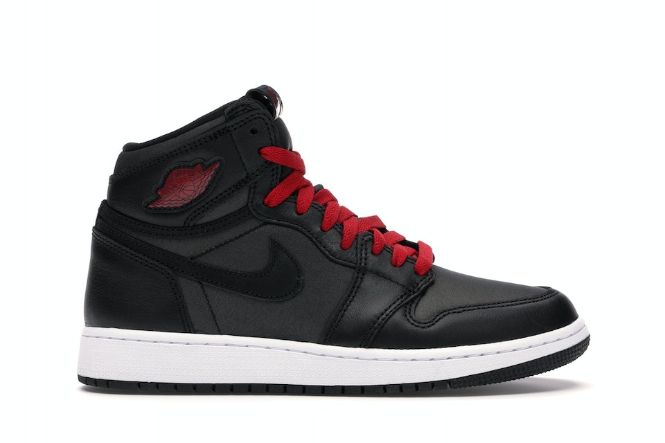Jordan 1 Retro High Black Satin Gym Red GS