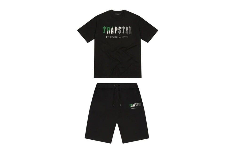 Trapstar Chenille Decoded Short Set - Black/Green