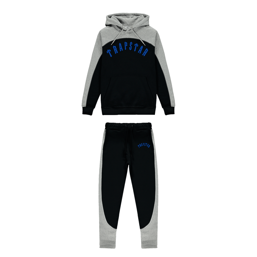 Trapstar Irongate Arch Chenille Hooded Tracksuit - Black/Grey/Cobalt Blue