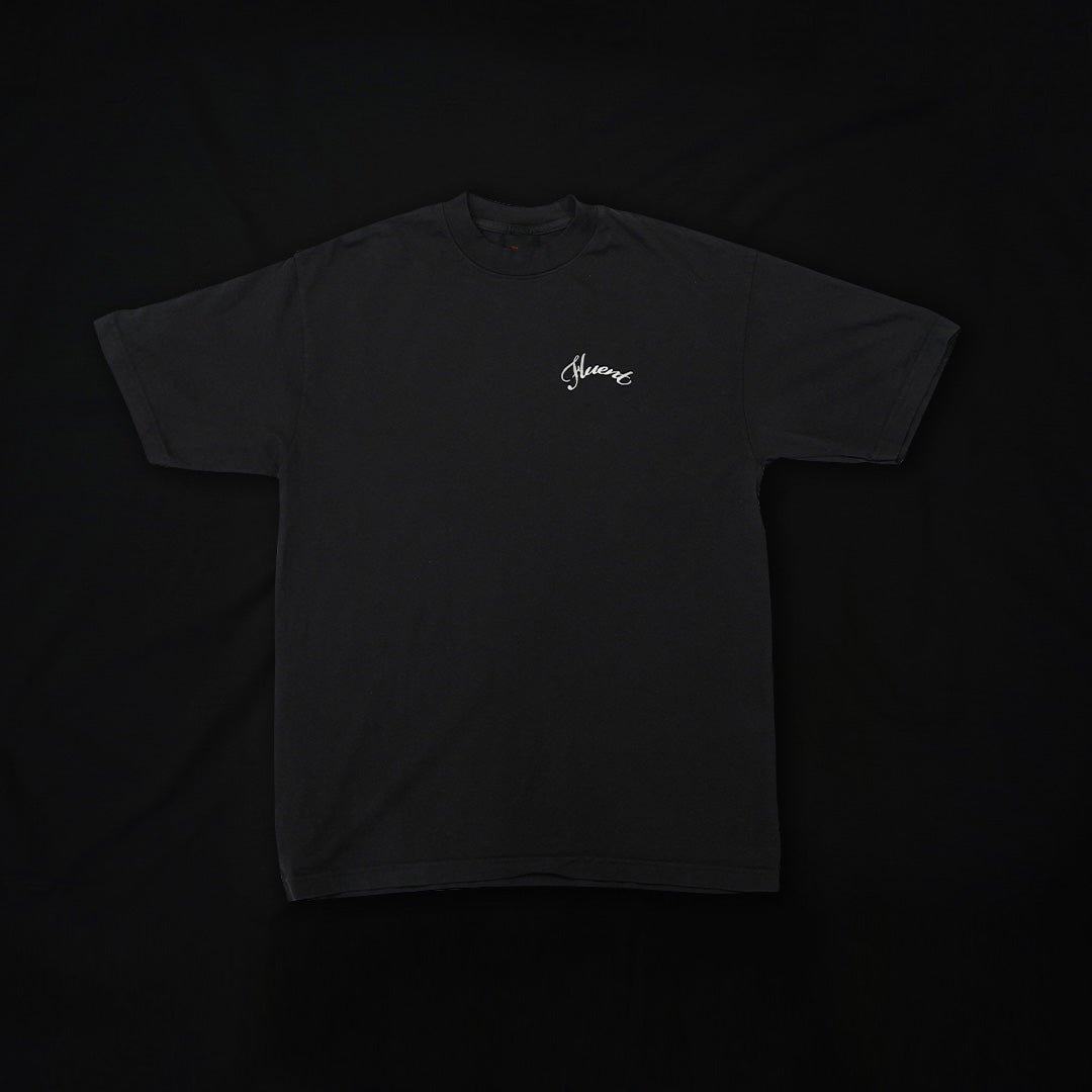 Embroidered Cursive Tee - Black