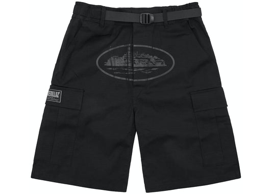 Corteiz Alcatraz Cargo Shorts - Triple Black