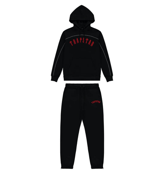 Trapstar Irongate Arch Chenille Hooded Tracksuit - Black/Red