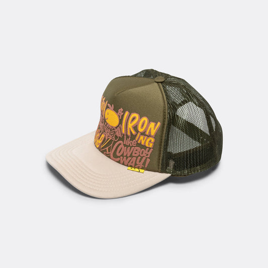 Kapital Coneycowbowy Trucker Cap Dark Green/ECRU