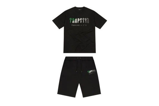 Trapstar Chenille Decoded Short Set - Black/Green