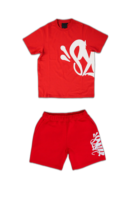 SYNA Logo Shorts Set - Red/White