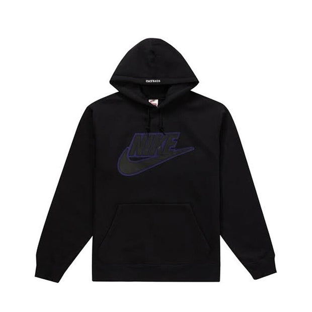 Supreme Nike Leather Applique Hooded Sweatshirt Black
